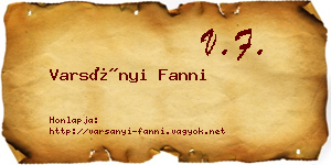 Varsányi Fanni névjegykártya